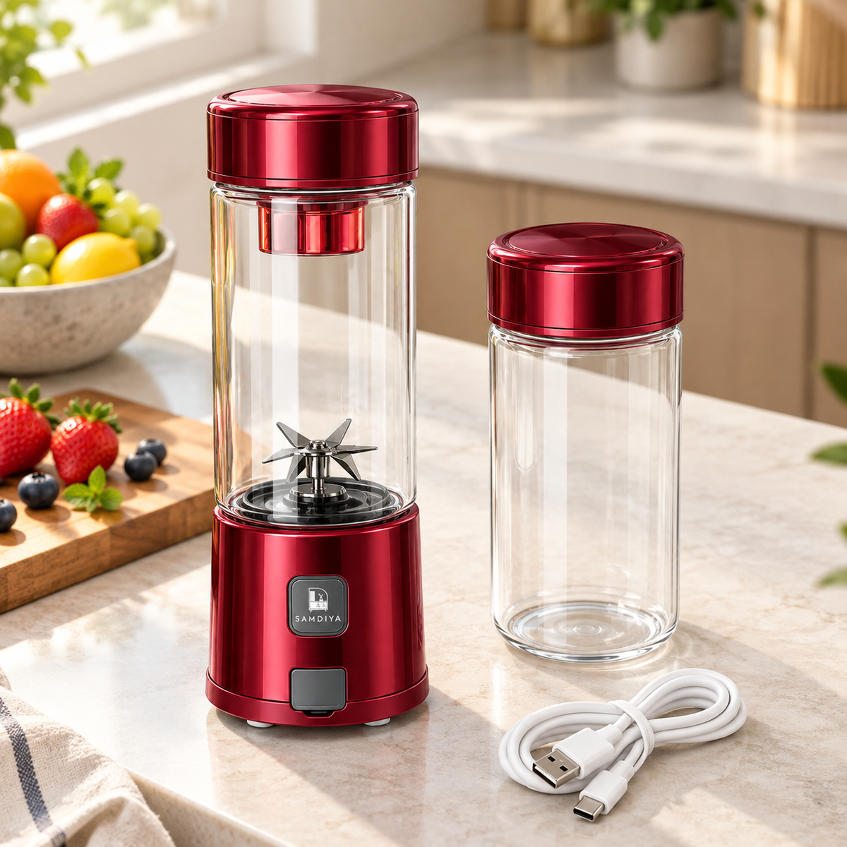 SAMDIYA Iron Man electric juicer maroon - details