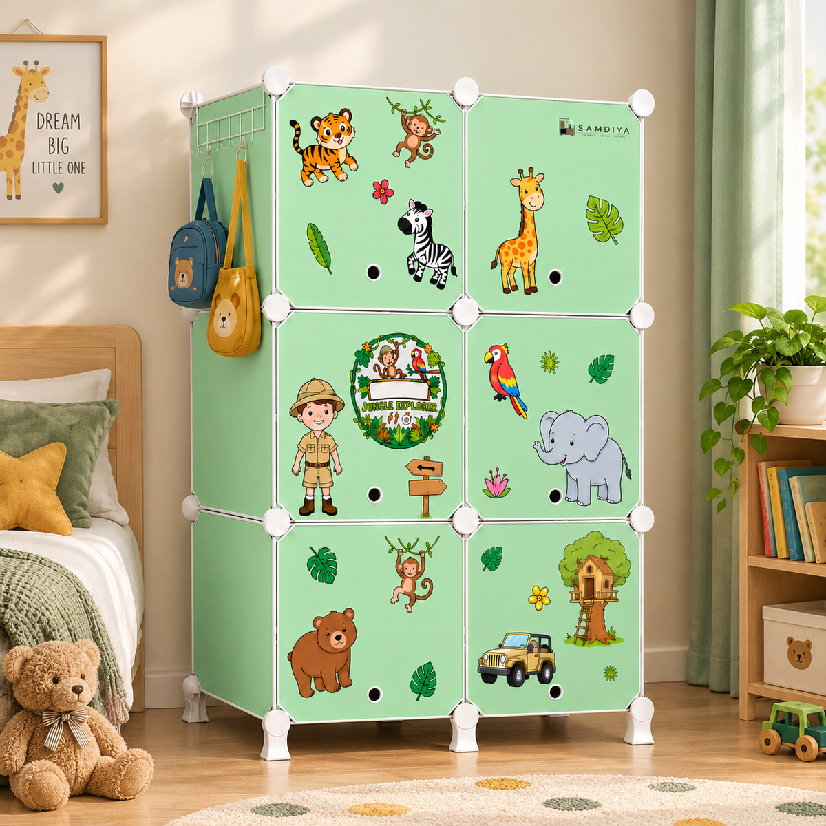 SAMDIYA 6 Door 12 Shelf Kids Wardrobe HS3 - front view