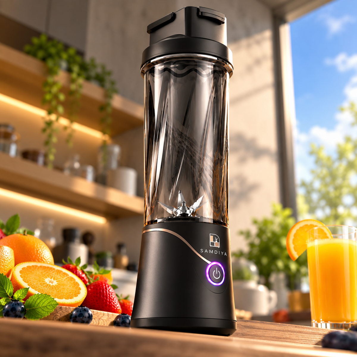 SAMDIYA BDL-010 USB portable juicer black - front view
