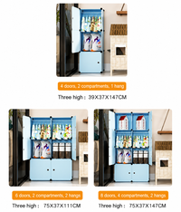 Premium 8-Door 8-Shelf Kids Modular Plastic Wardrobe Cabinet – Blue