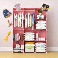 Premium 12-Door Butterfly-Print Kids Plastic Wardrobe – Pink