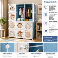 Premium 12-Door Superhero-Print Kids Plastic Wardrobe – Blue
