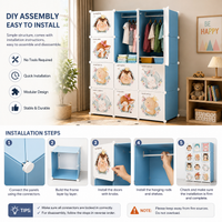 Premium 12-Door Superhero-Print Kids Plastic Wardrobe – Blue