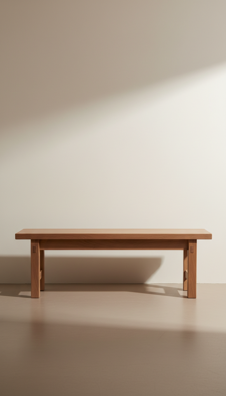 Solid Ash Wood Entryway Bench