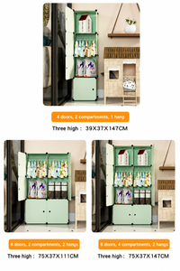 Premium 6-Door 8-Shelf Kids Modular Plastic Wardrobe Cabinet – Green
