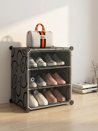 Premium 3-Shelf 1-Door Plastic Shoe Storage Cabinet – Black
