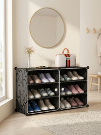 Premium 6-Shelf 2-Door Plastic Shoe Storage Cabinet – Black