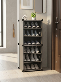 Premium 6-Shelf 2-Door Plastic Shoe Storage Cabinet – Grey
