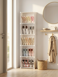 Premium Slim 6-Layer Plastic Shoe Storage Cabinet with Flip Doors – White
