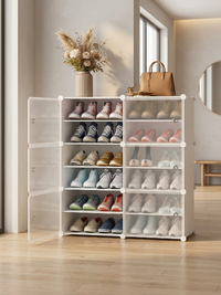 Premium 12-Shelf 6-Door Plastic Shoe Storage Cabinet – White