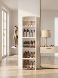 Premium Slim 6-Layer Plastic Shoe Storage Cabinet with Flip Doors – White