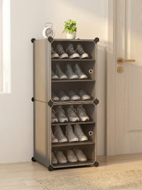 Premium 6-Shelf 2-Door Plastic Shoe Storage Cabinet – Grey