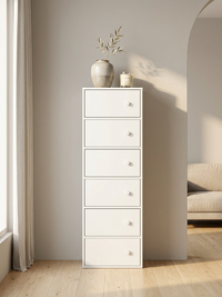 Premium Nordic White 6-Layer Wooden Storage Cabinet with Doors
