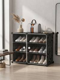Premium 6-Shelf 2-Door Plastic Shoe Storage Cabinet – Black