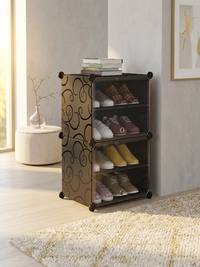 Premium 4-Shelf 2-Door Plastic Shoe Storage Cabinet – Black