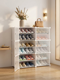 Premium 12-Shelf 6-Door Plastic Shoe Storage Cabinet – White