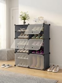 Premium 12-Shelf 6-Door Plastic Shoe Storage Cabinet – Grey