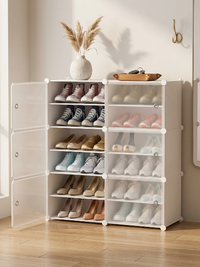 Premium 12-Shelf 6-Door Plastic Shoe Storage Cabinet – White