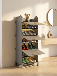 Premium 6-Shelf 3-Door Plastic Shoe Storage Cabinet – Grey