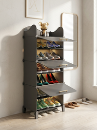 Premium 6-Shelf 3-Door Plastic Shoe Storage Cabinet – Grey