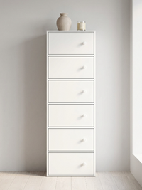 Premium Nordic White 6-Layer Wooden Storage Cabinet with Doors