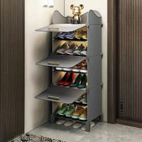 Premium 6-Shelf 3-Door Plastic Shoe Storage Cabinet – Grey