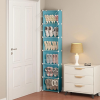 Premium Slim 6-Layer Plastic Shoe Storage Cabinet with Flip Doors – Blue
