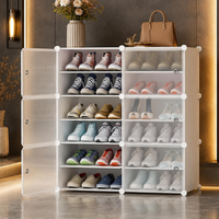 Premium 12-Shelf 6-Door Plastic Shoe Storage Cabinet – White