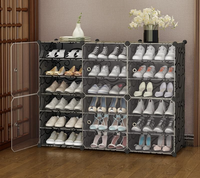 Premium 18-Shelf 6-Door Plastic Shoe Storage Cabinet – Black