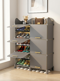 Premium 12-Shelf 6-Door Plastic Shoe Storage Cabinet – Grey