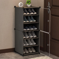 Premium 6-Shelf 2-Door Plastic Shoe Storage Cabinet – Grey