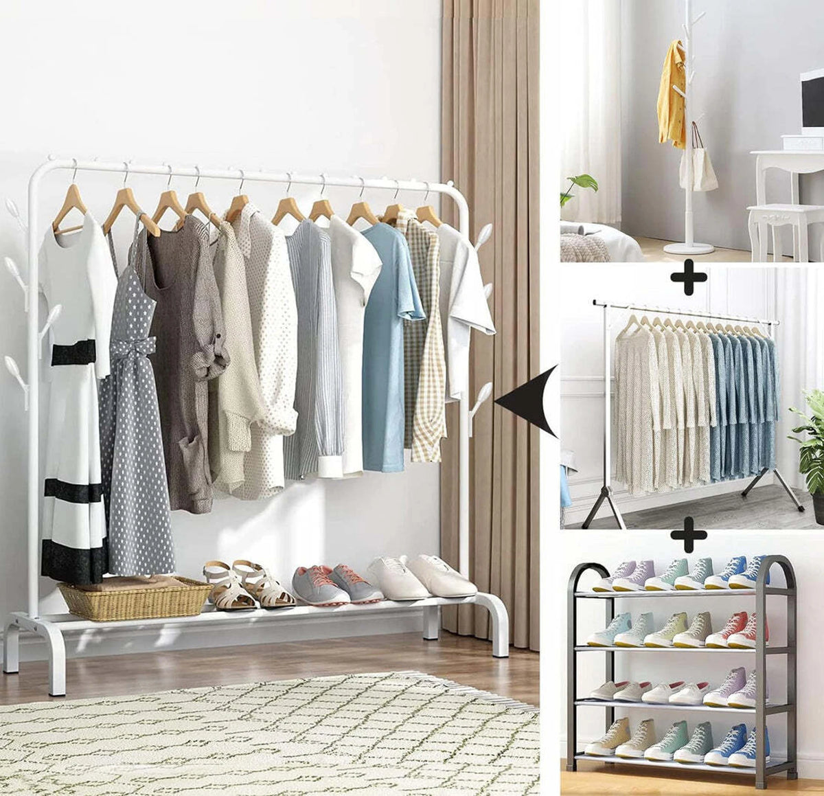 Premium 3-Door 3-Shelf Modular Plastic Wardrobe with Hanging Section – White