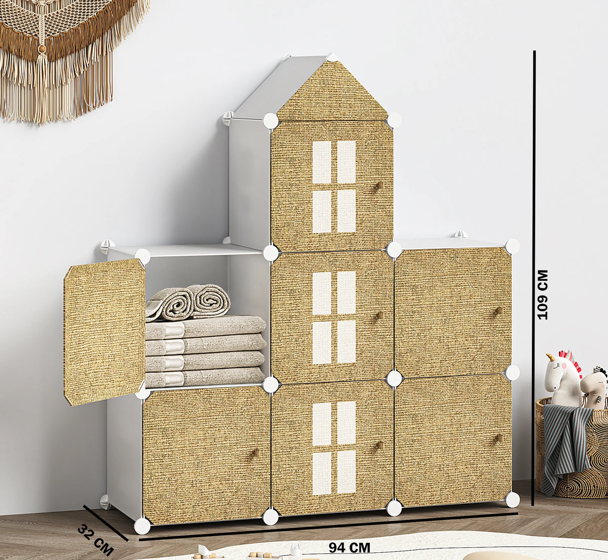 Premium 6-Door 6-Shelf Modular Plastic Wardrobe Cabinet – Brown