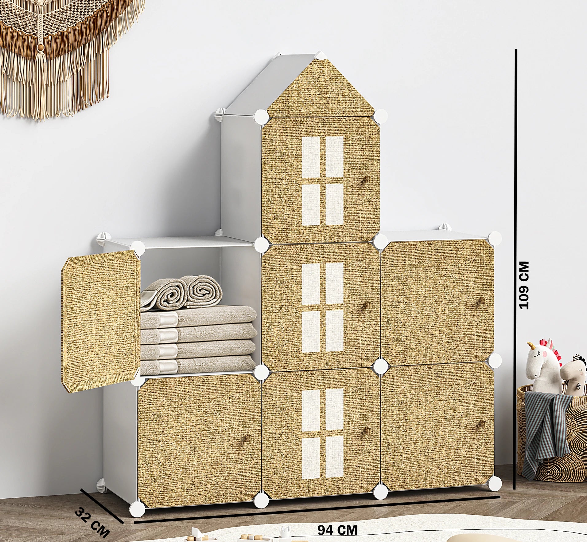 Premium 6-Door 6-Shelf Modular Plastic Wardrobe Cabinet – Brown