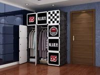 Premium 12-Door Number-Print Kids Plastic Wardrobe – Black