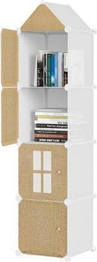 Premium 4-Door 4-Shelf Modular Plastic Wardrobe Cabinet – Brown