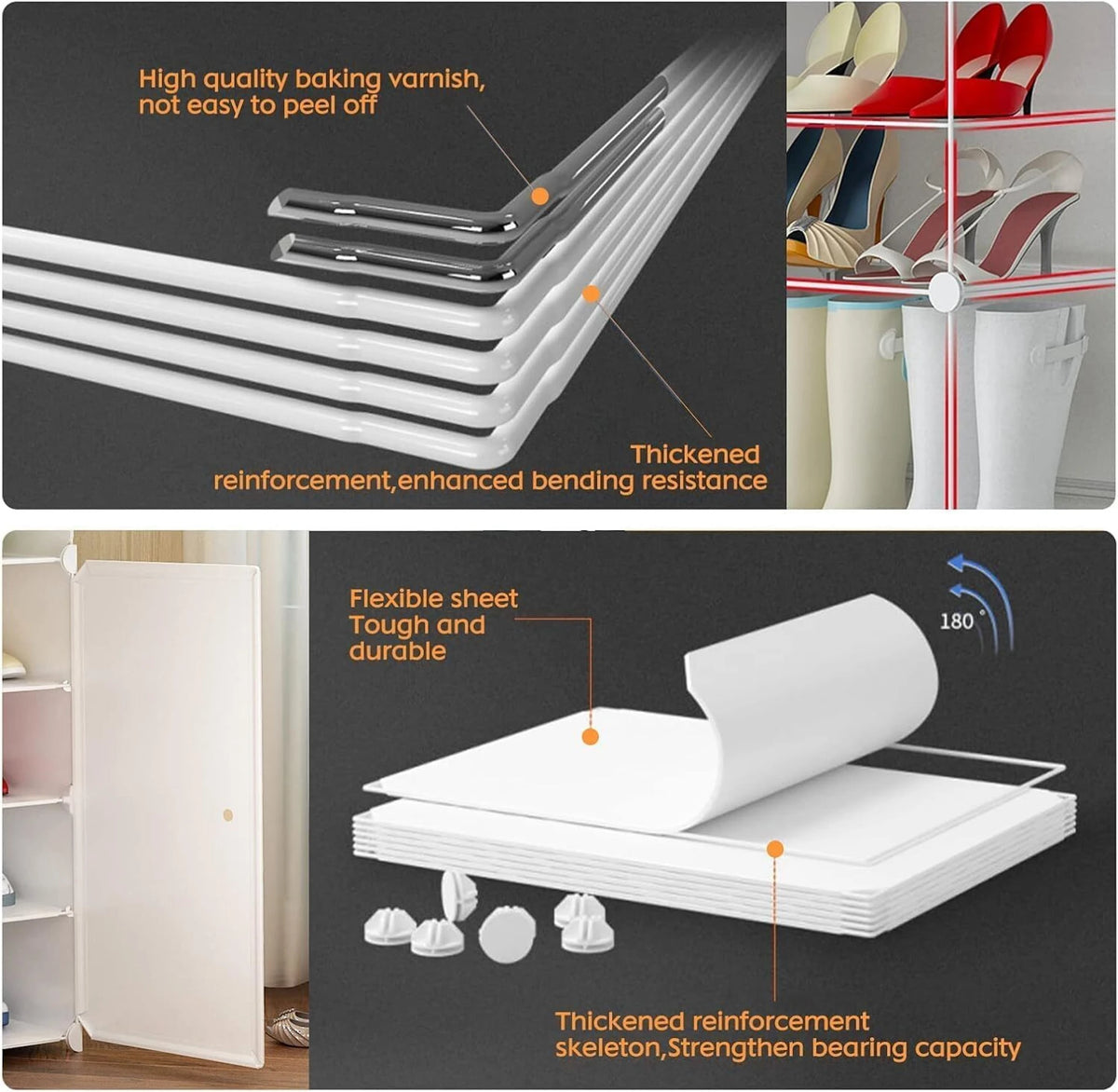 Premium 3-Door 6-Shelf Modular Plastic Shoe Storage Cabinet – White