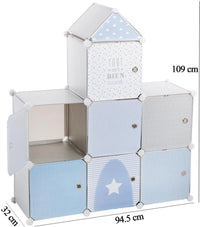 Premium 7-Door 7-Shelf Collapsible Plastic Wardrobe – Light Blue