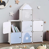 Premium 7-Door 7-Shelf Collapsible Plastic Wardrobe – Light Blue