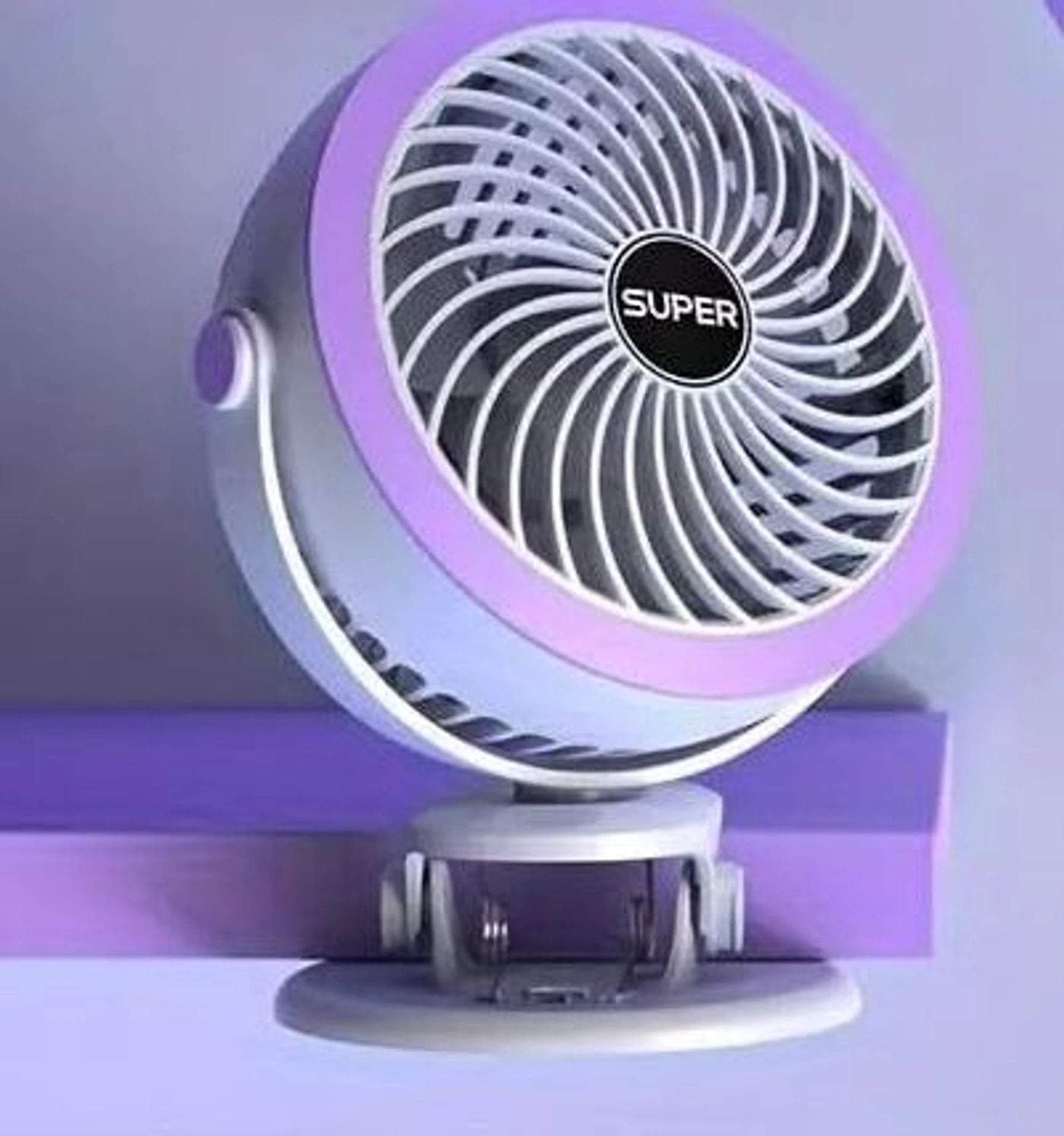 Premium 6-Inch Rechargeable Mini Clip Fan with 5-Speed Modes – Purple