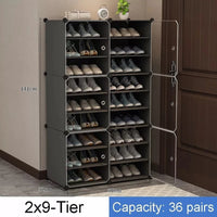 Premium Slim 6-Door 18-Layer Plastic Shoe Storage Cabinet | Dustproof Modular Shoe Rack | Grey